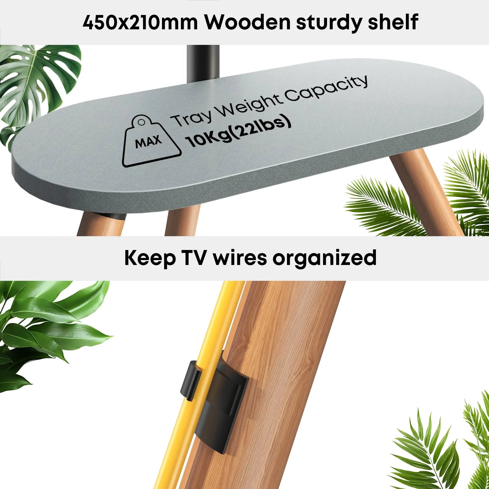 PUTORSEN Easel TV-Stand for 43-65-Inch Screens - Portable Swivel Tripod TV Stand with Wooden Tray, Height Adjustable TV Floor Stand, Max VESA 400x400 mm, Black PUTORSEN