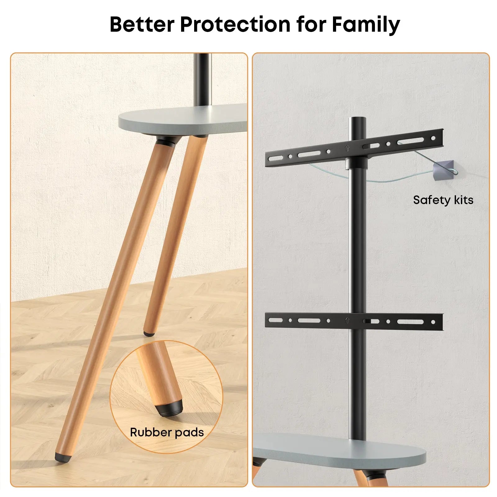 PUTORSEN Easel TV-Stand for 43-65-Inch Screens - Portable Swivel Tripod TV Stand with Wooden Tray, Height Adjustable TV Floor Stand, Max VESA 400x400 mm, Black PUTORSEN