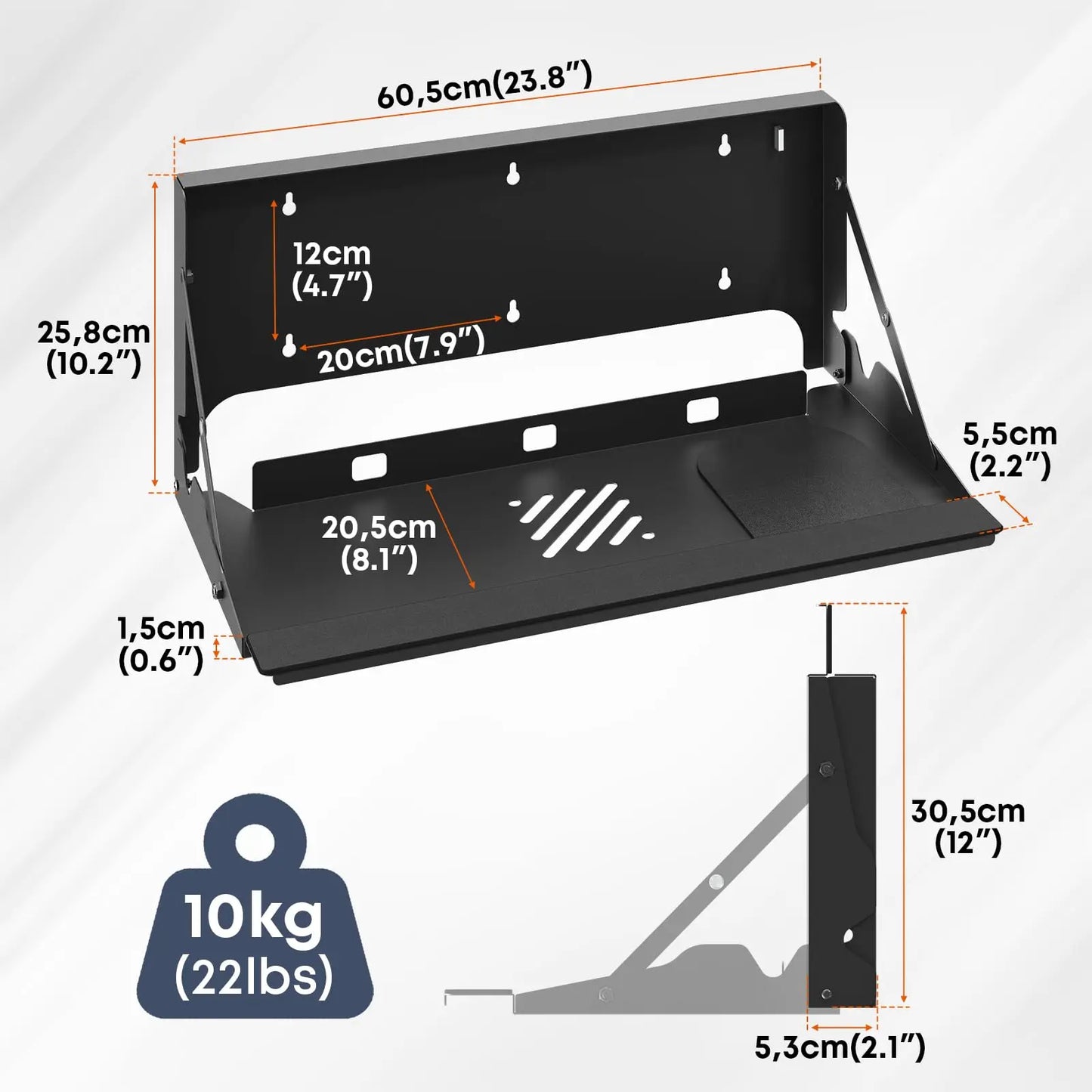 PUTORSEN Flip Down Keyboard Tray Wall-Mount - 24 Inch Computer Keyboard and Mouse Platform Tray, Space Saving Design, Mouse Pad and Wrist Pad Included, Holds Up to 22 lbs PUTORSEN