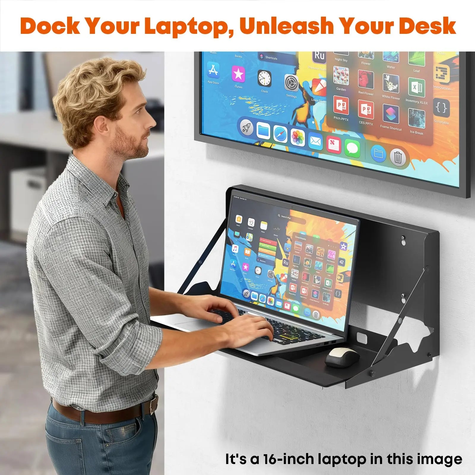 PUTORSEN Flip Down Keyboard Tray Wall-Mount - 24 Inch Computer Keyboard and Mouse Platform Tray, Space Saving Design, Mouse Pad and Wrist Pad Included, Holds Up to 22 lbs PUTORSEN