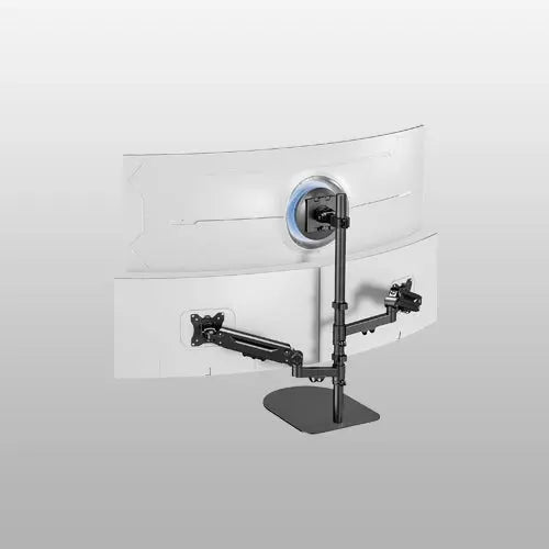 PUTORSEN Freestanding Triple Monitor Stand, Holds 44 lbs, Fits up to 49", Heavy-Duty Fully Adjustable Gas Spring Arm, VESA 75/100mm, Larger Base & Built-in Cable Management, Black PUTORSEN