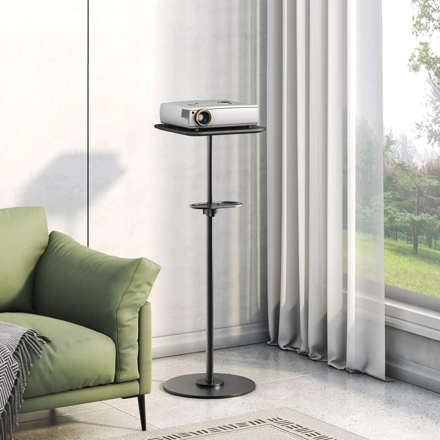 PUTORSEN Heavy-Duty Projector Stand – Height Adjustable Floor Projector Stand，Extends 27.6" to 47.2",13.2lbs Capacity, Compatible with Projectors, Cameras PUTORSEN