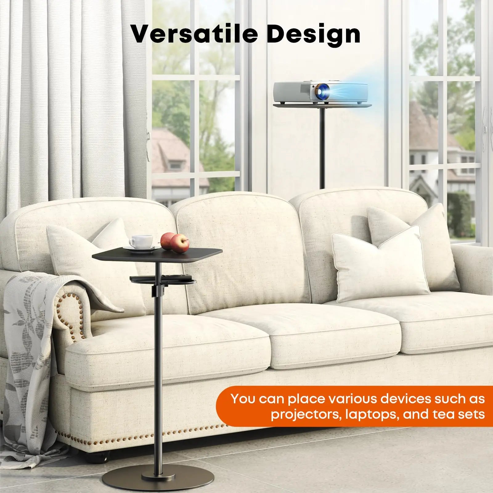 PUTORSEN Heavy-Duty Projector Stand – Height Adjustable Floor Projector Stand，Extends 27.6" to 47.2",13.2lbs Capacity, Compatible with Projectors, Cameras PUTORSEN