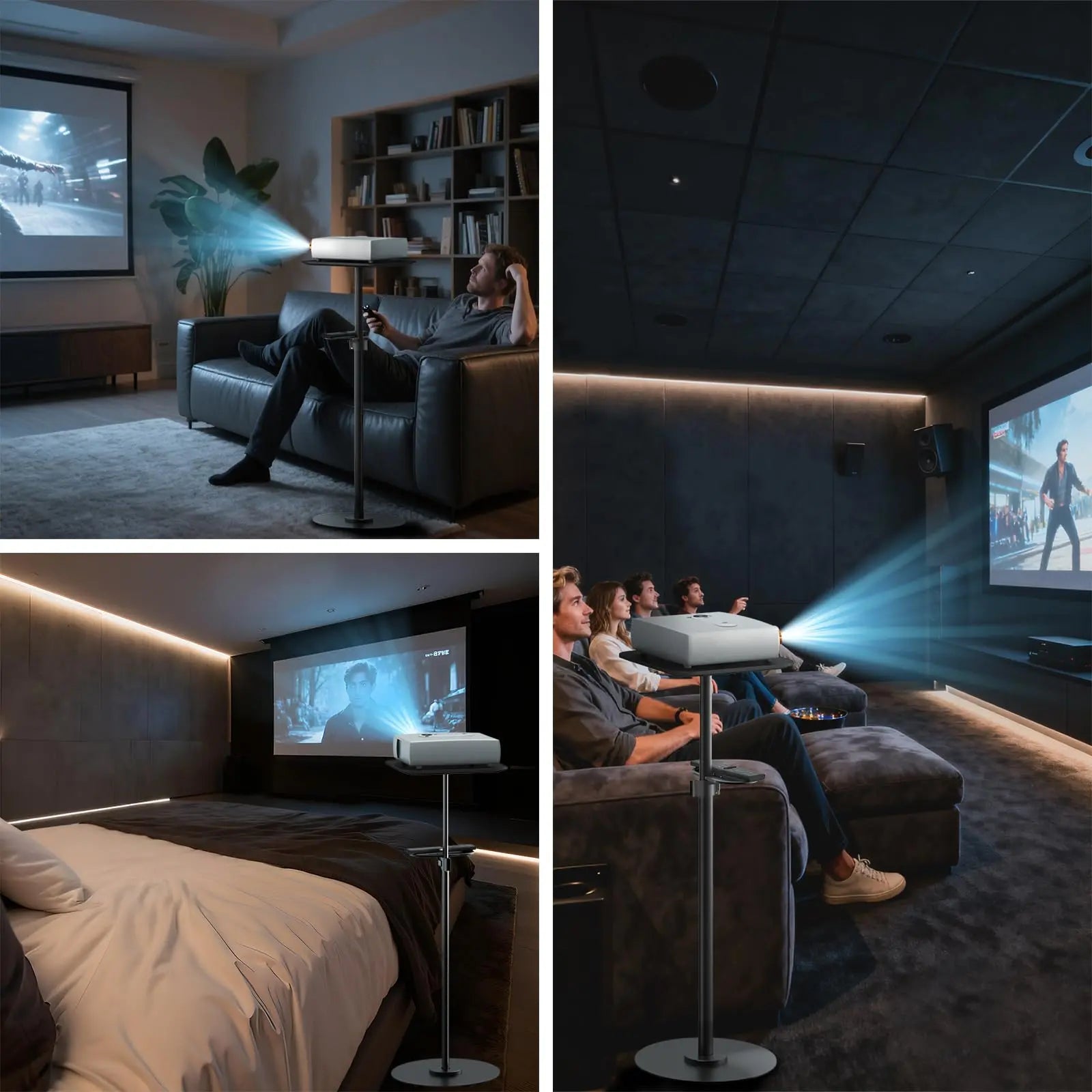 PUTORSEN Heavy-Duty Projector Stand – Height Adjustable Floor Projector Stand，Extends 27.6" to 47.2",13.2lbs Capacity, Compatible with Projectors, Cameras PUTORSEN