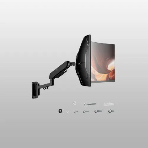 PUTORSEN Heavy Duty Single Monitor Arm Wall Mount fits 27-45 inch Flat/Curved/Ultrawide Monitors, Full Motion Gas Spring Arm Holds 35.2 lbs, Black PUTORSEN