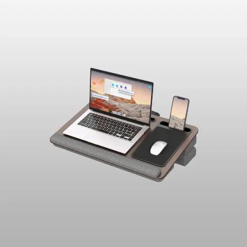 PUTORSEN Laptop Laptop Desk with Pillow Cushion, Fits Laptops up to 17.3 Inches, with Anti-Slip Strip and Storage Function for Home Gray PUTORSEN