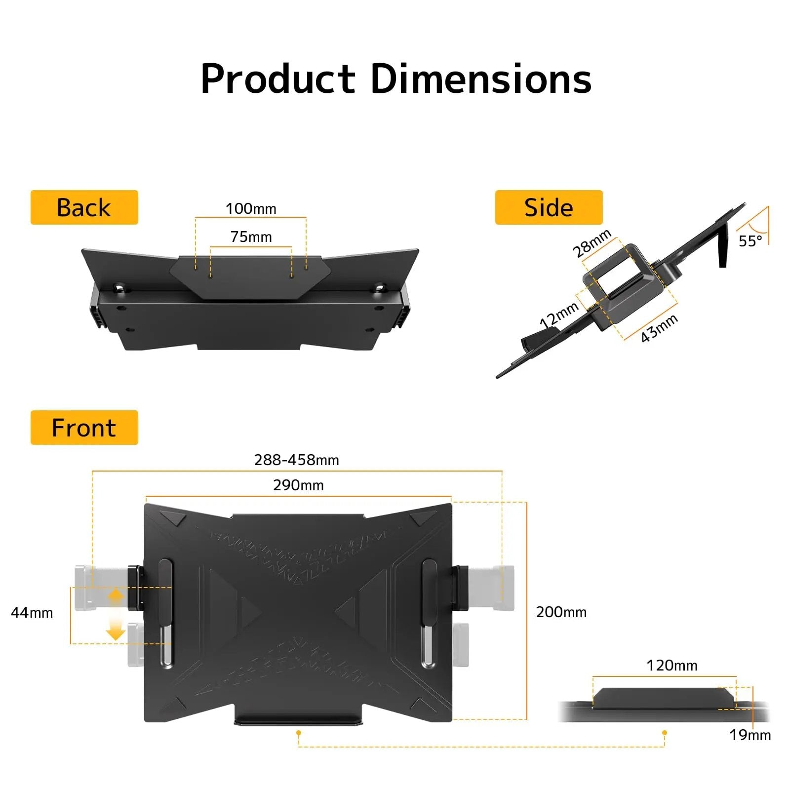 PUTORSEN Laptop Mount Holder for VESA Compatible Monitor Arms, Universal Adjustable 12 to 18 inch Notebook Tray PUTORSEN