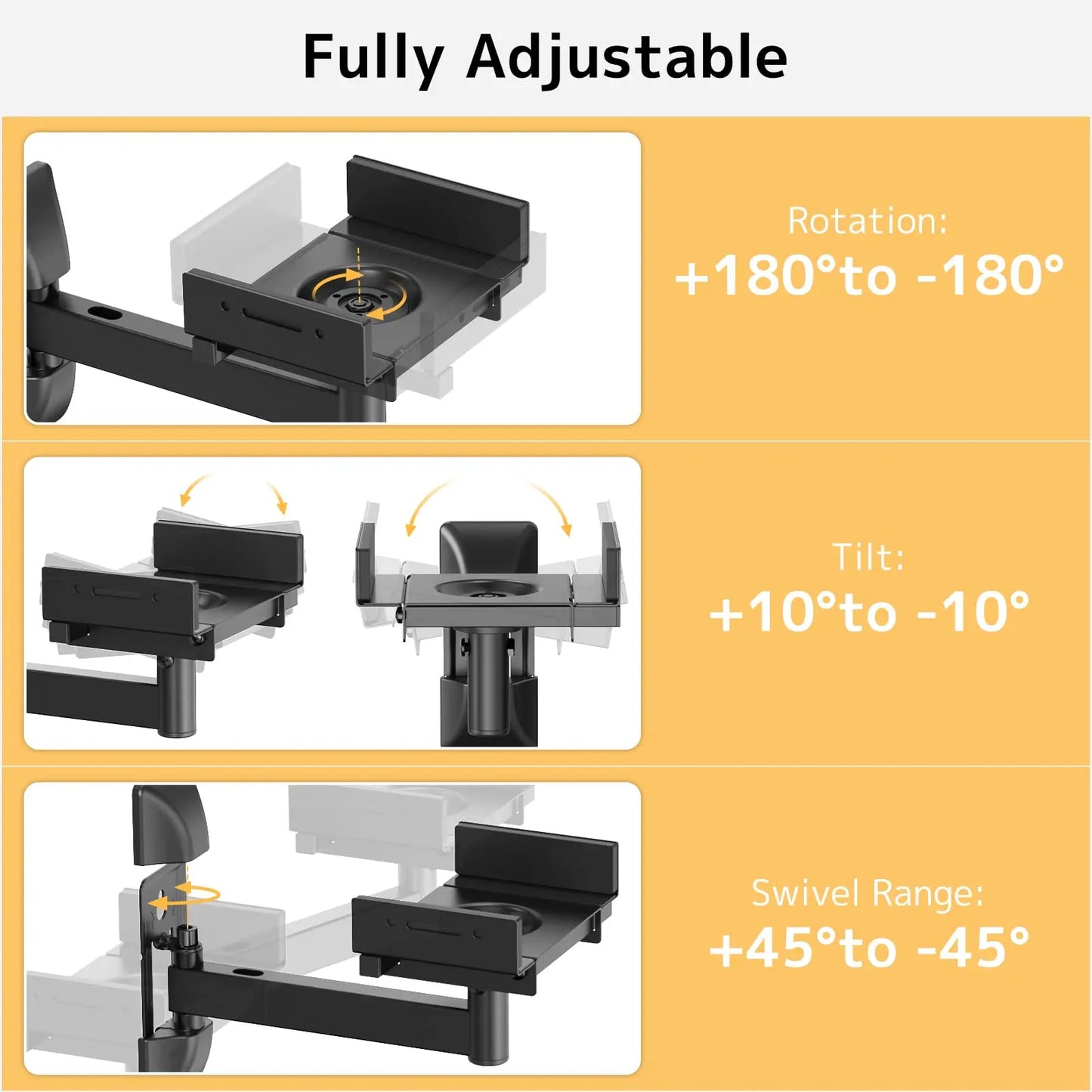PUTORSEN Lautsprecher Wandhalterung - Voll einstellbare Universal Lautsprecher Halterung Wand, 2 Pack Boxen Wandhalterung, hält bis zu 25kg PUTORSEN