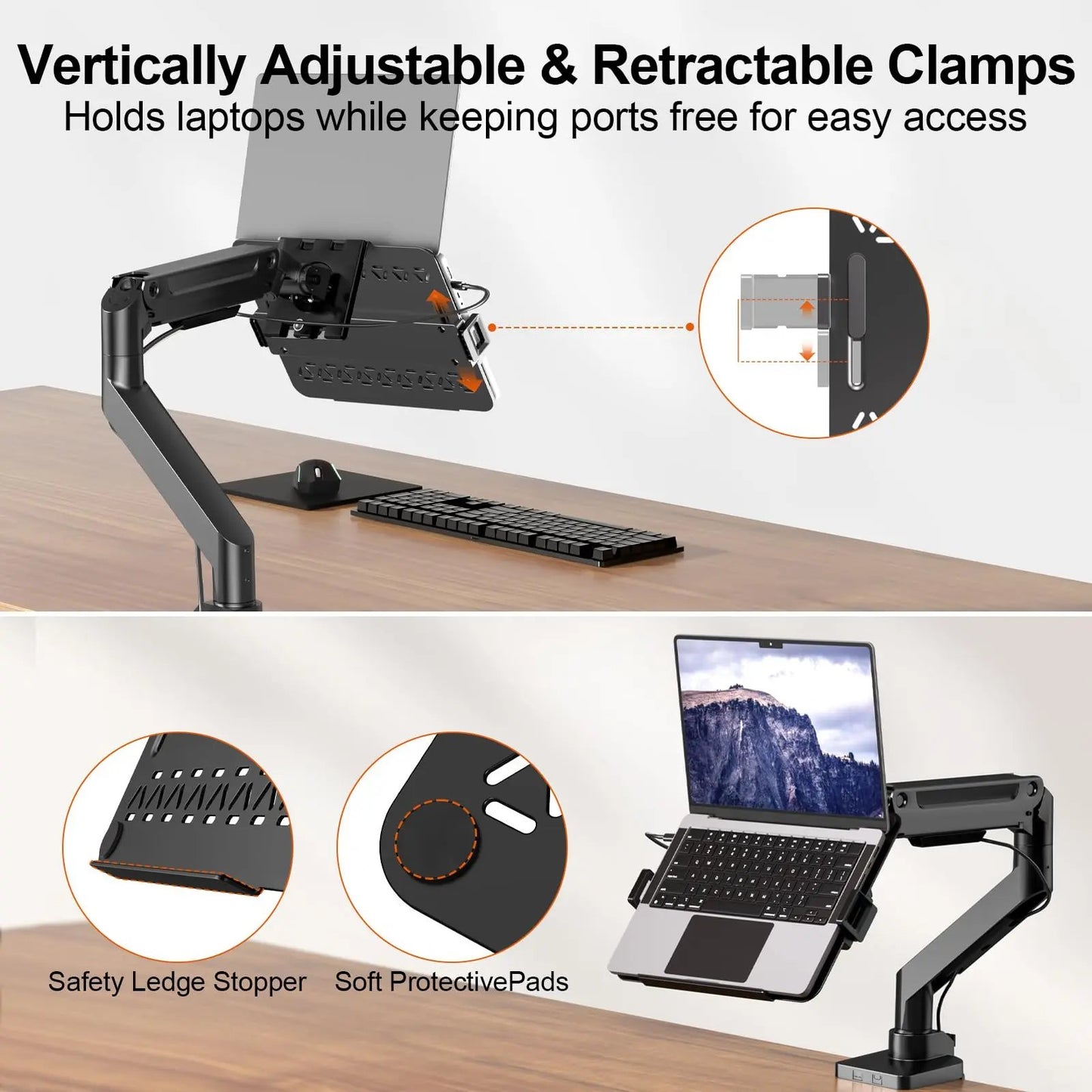 PUTORSEN Metal VESA Mount for 12-18 inch Laptops up to 9 kg, Laptop Mount with Ventilation for Monitor Arms PUTORSEN