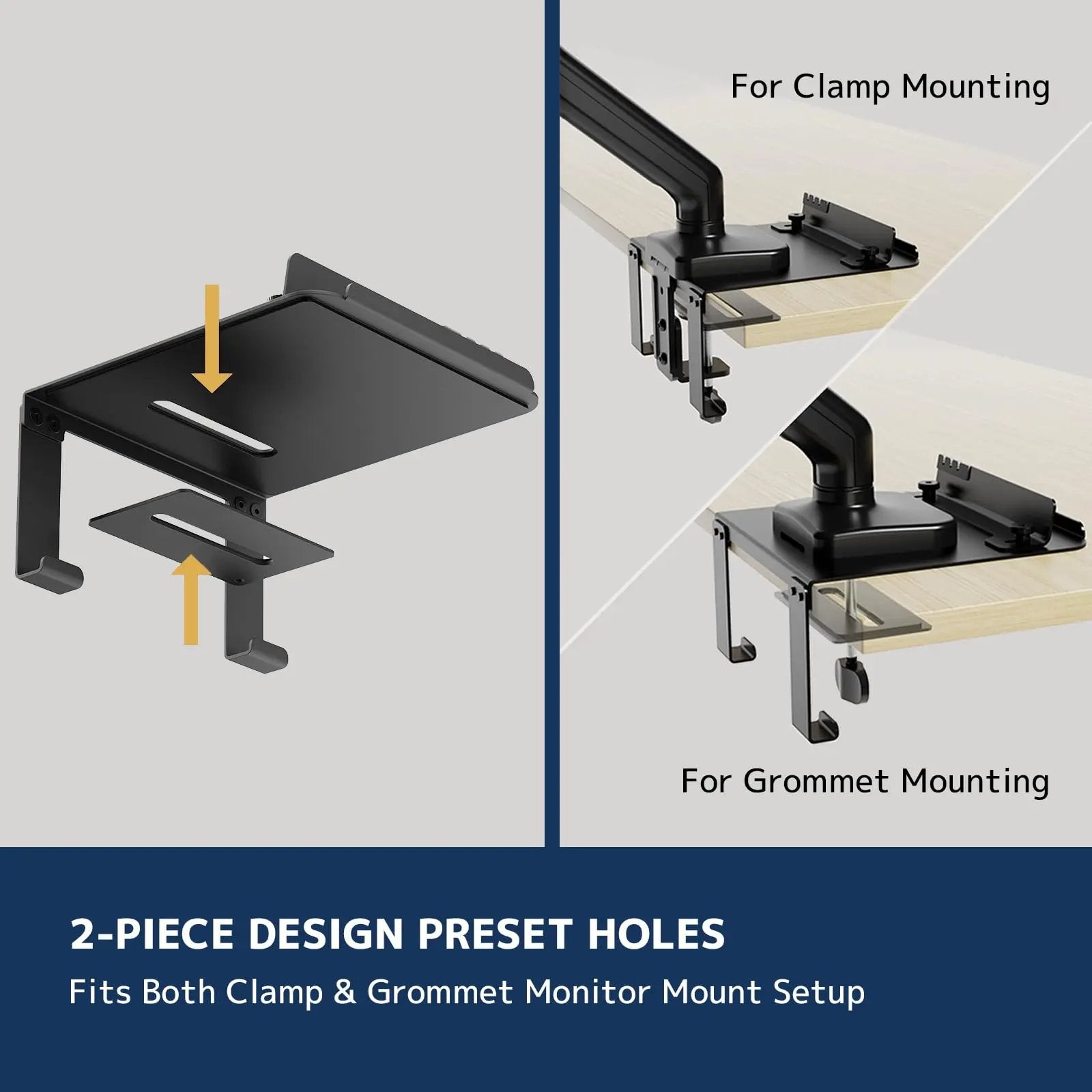 PUTORSEN Monitor Arm Reinforcement Plate - with Phone Holder and Hook, for Thin, Glass and Other Fragile Tabletop, Compatible with Most Monitor Stand C-Clamp Installations PUTORSEN