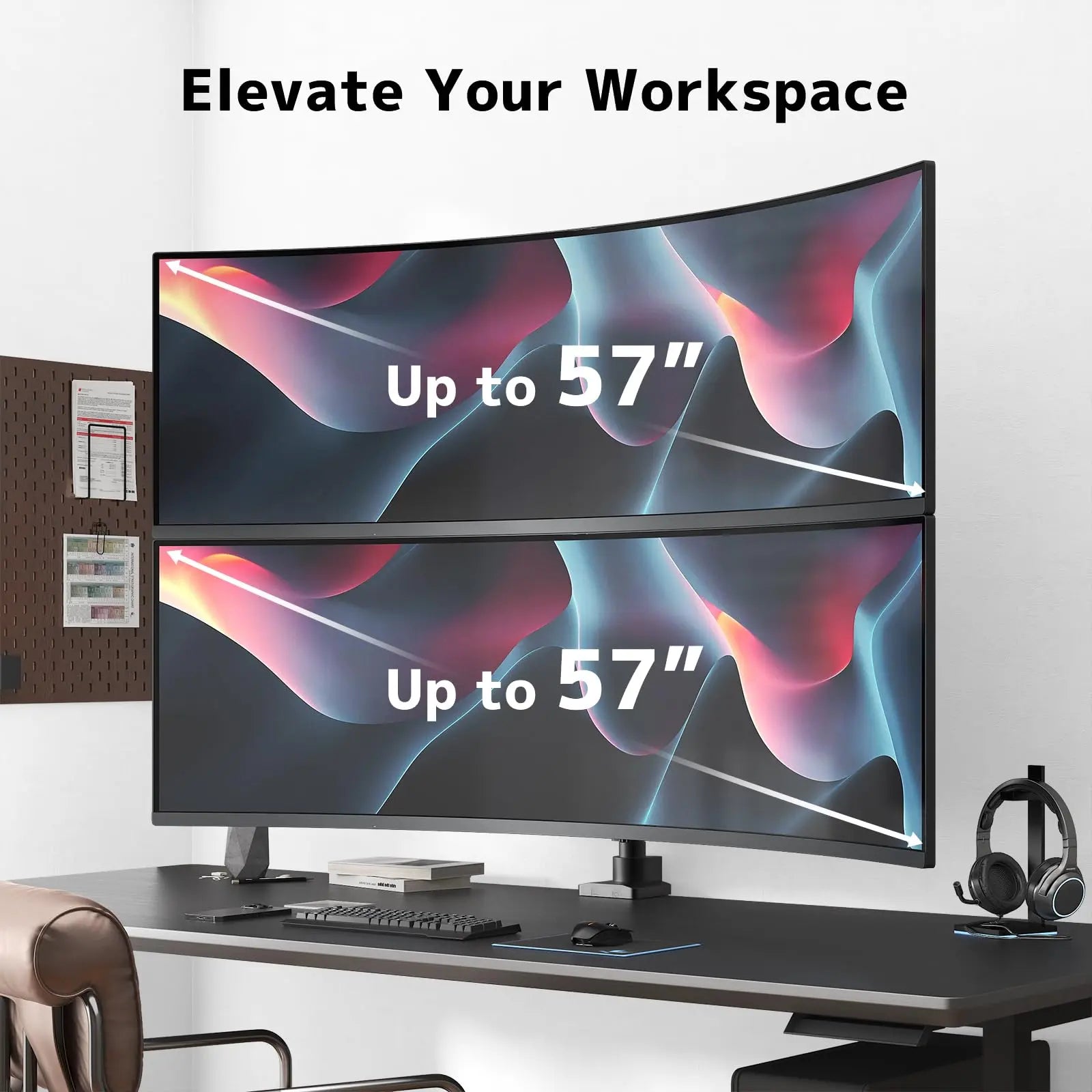 PUTORSEN Monitor Halterung 2 Monitore für 17 bis 57 Zoll Bildschirme bis 20 kg pro Arm PUTORSEN