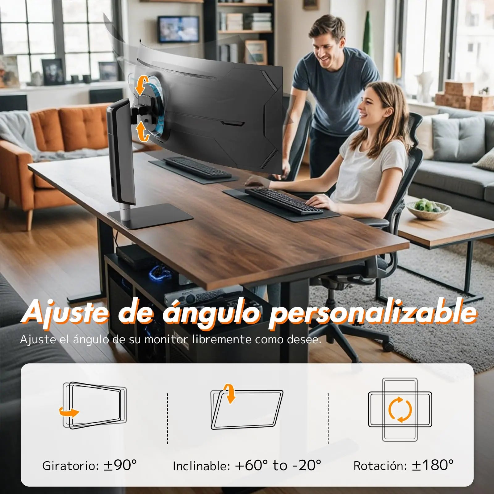 PUTORSEN Monitor Halterung für 17-49 Zoll Bildschirm bis zu 18 kg, Monitorständer mit Freistehender Sockel, Stufenlose Höhenverstellung Schwenkbar Neigbar, VESA 75/100mm PUTORSEN