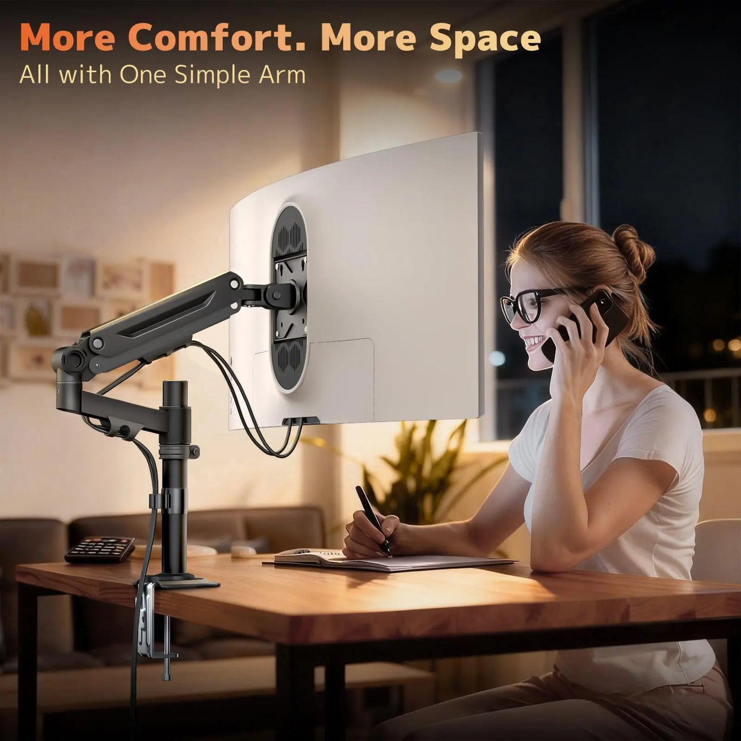 PUTORSEN Monitor Mount for 17-40 Inch Monitors, Supports 2-12 kg, Adjustable Ergonomic Gas Spring Monitor Arm, VESA 75/100mm PUTORSEN