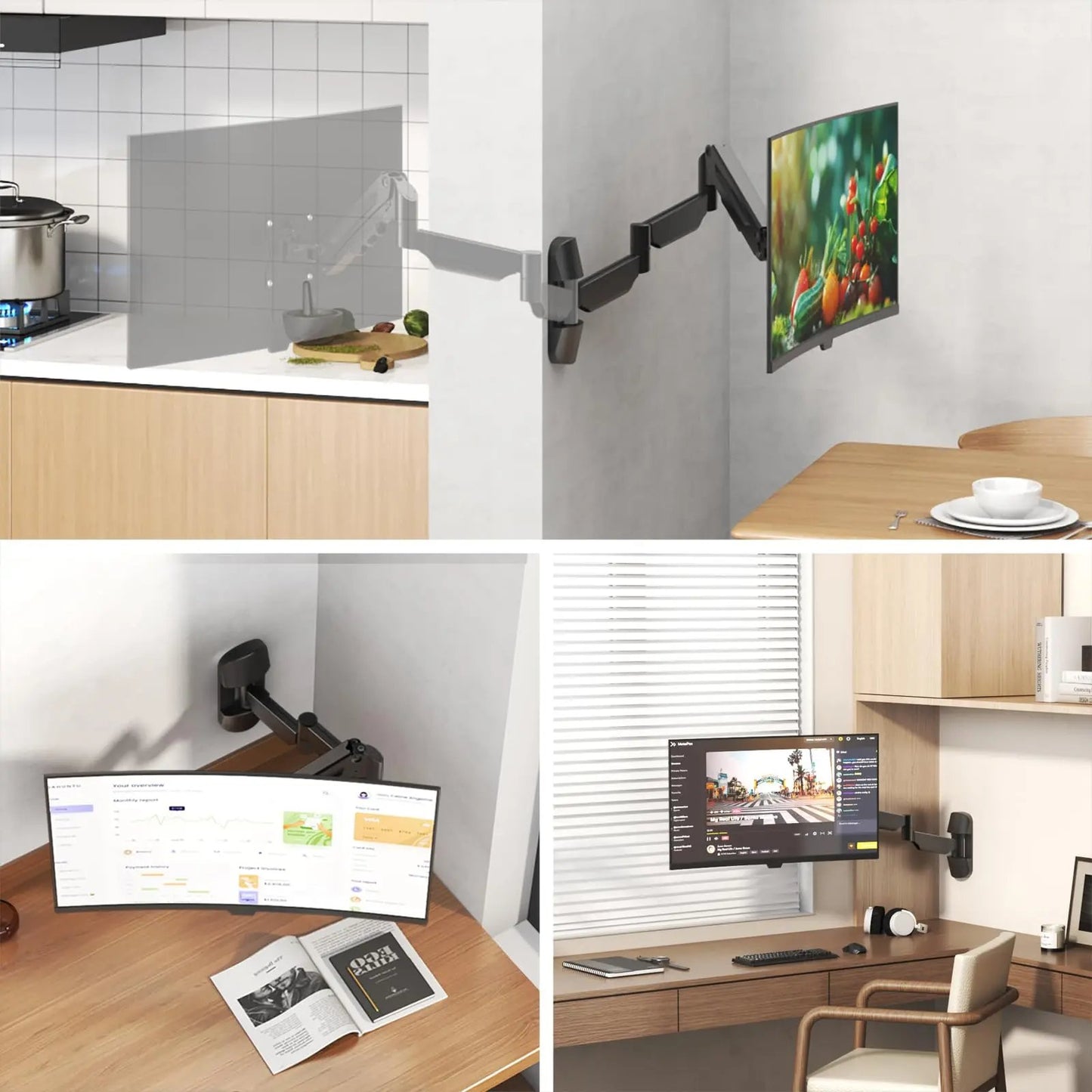PUTORSEN Monitor Mount for 2 Monitors Stacked, for 17-57 Inch Screens up to 20 kg per Arm, Vertical/Parallel Monitor Stand, Extra Long Desk Mount PUTORSEN