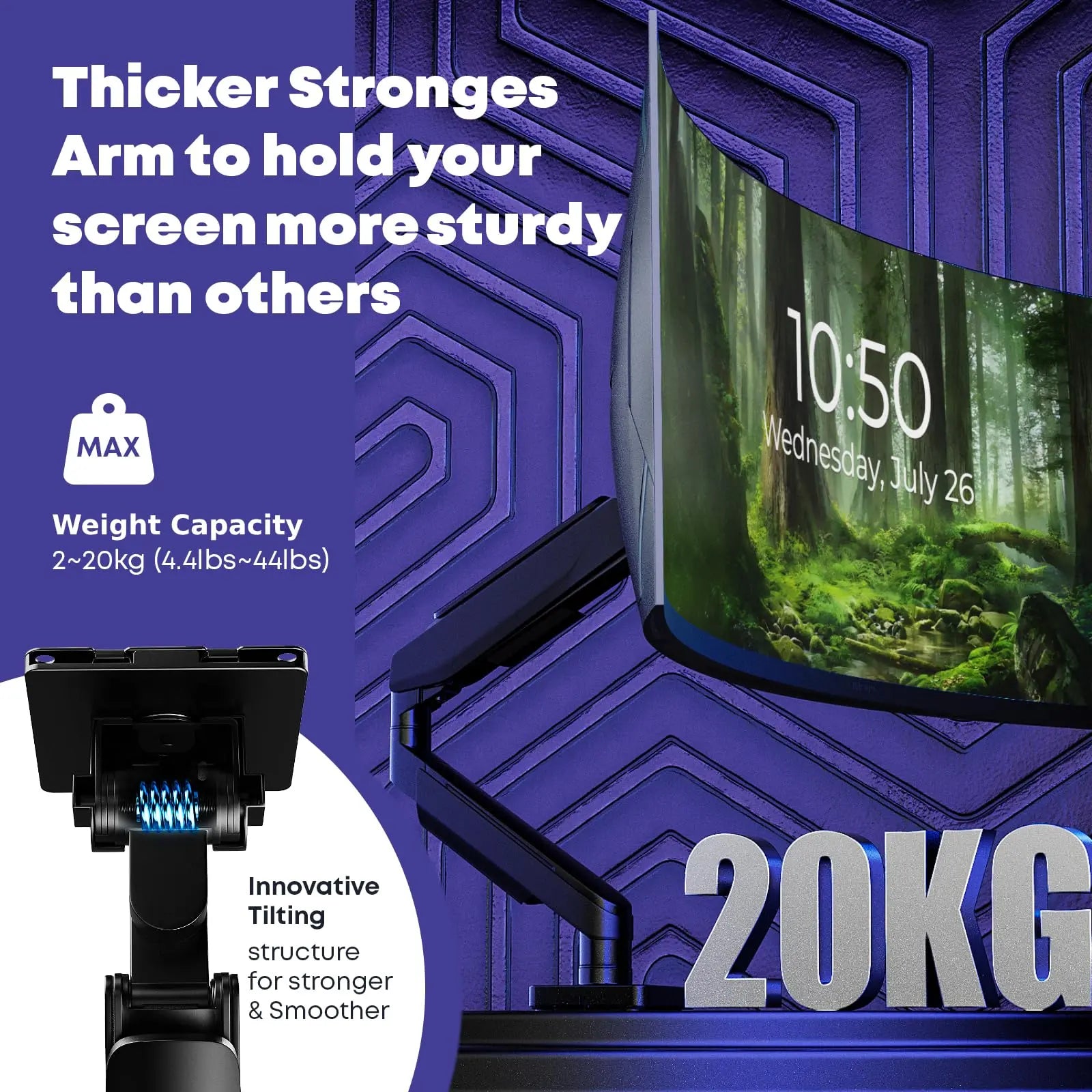 PUTORSEN Monitor Tischhalterung für 17-49 Zoll LED LEC Bildschirm, Gasfeder Monitorhalterung Höhenverstellbar Schwenkbar Neigbar Einarmig Monitor bis zu 2-20 kg, VESA 75/100 mm PUTORSEN