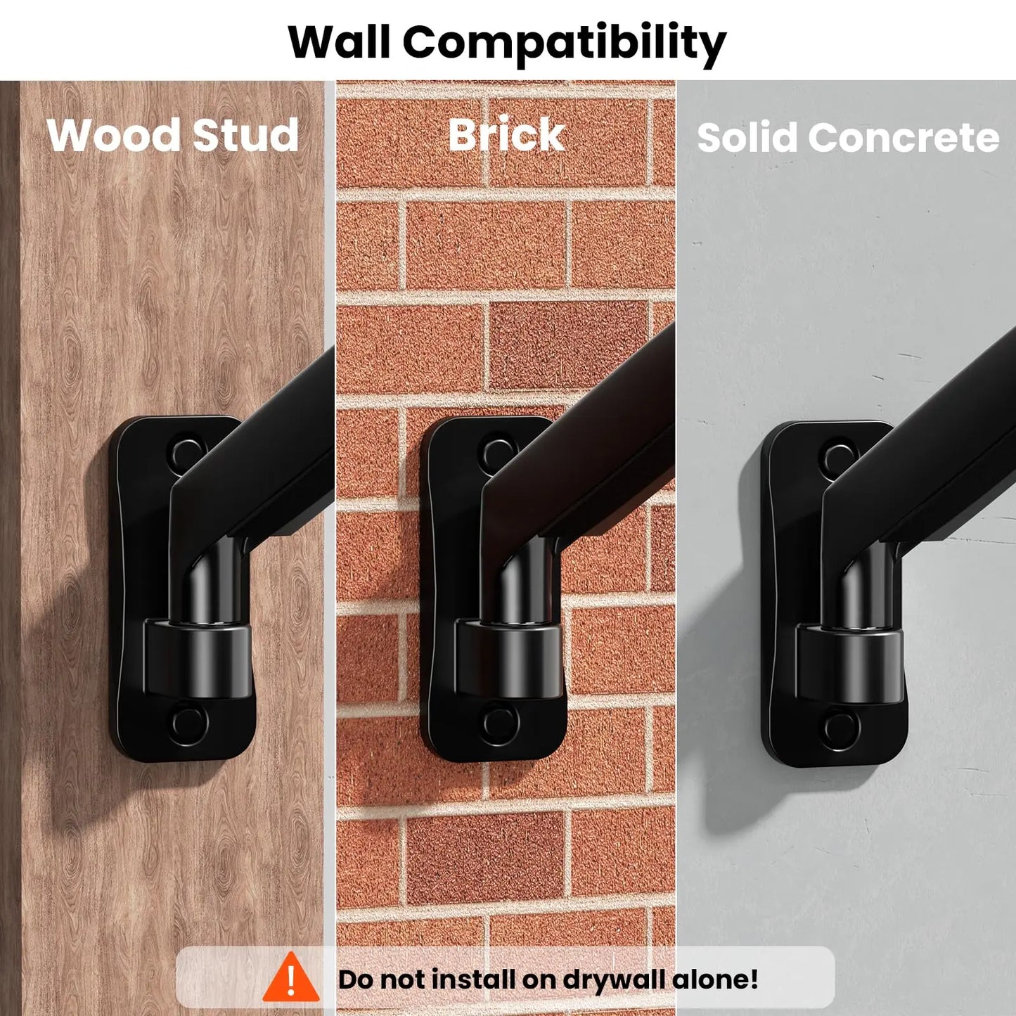 PUTORSEN Monitor Wall Mount for 17-45 Inch, VESA 75/100/200 mm, Up to 15 kg, Black, Articulating Arm, Height Adjustable PUTORSEN