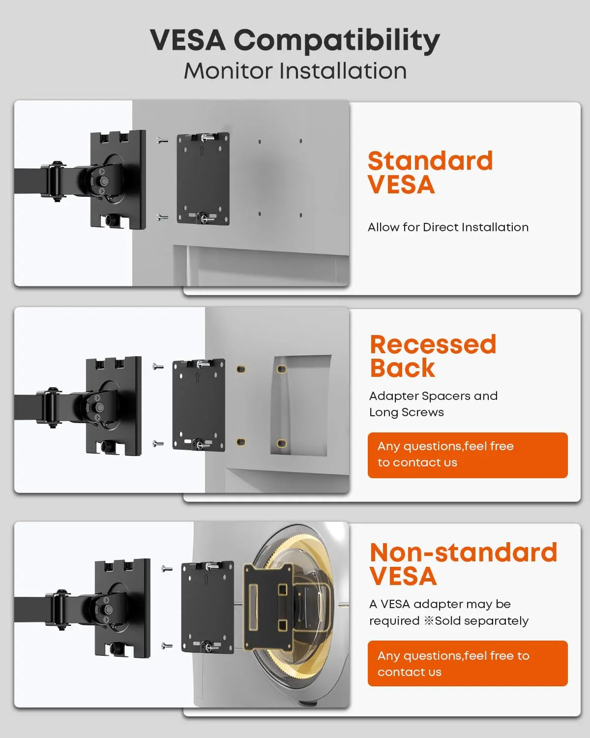 PUTORSEN Monitor Wall Mount for up to 49 inch Ultrawide Screens, Max Holds 44lbs, VESA 75/100 mm, Black PUTORSEN