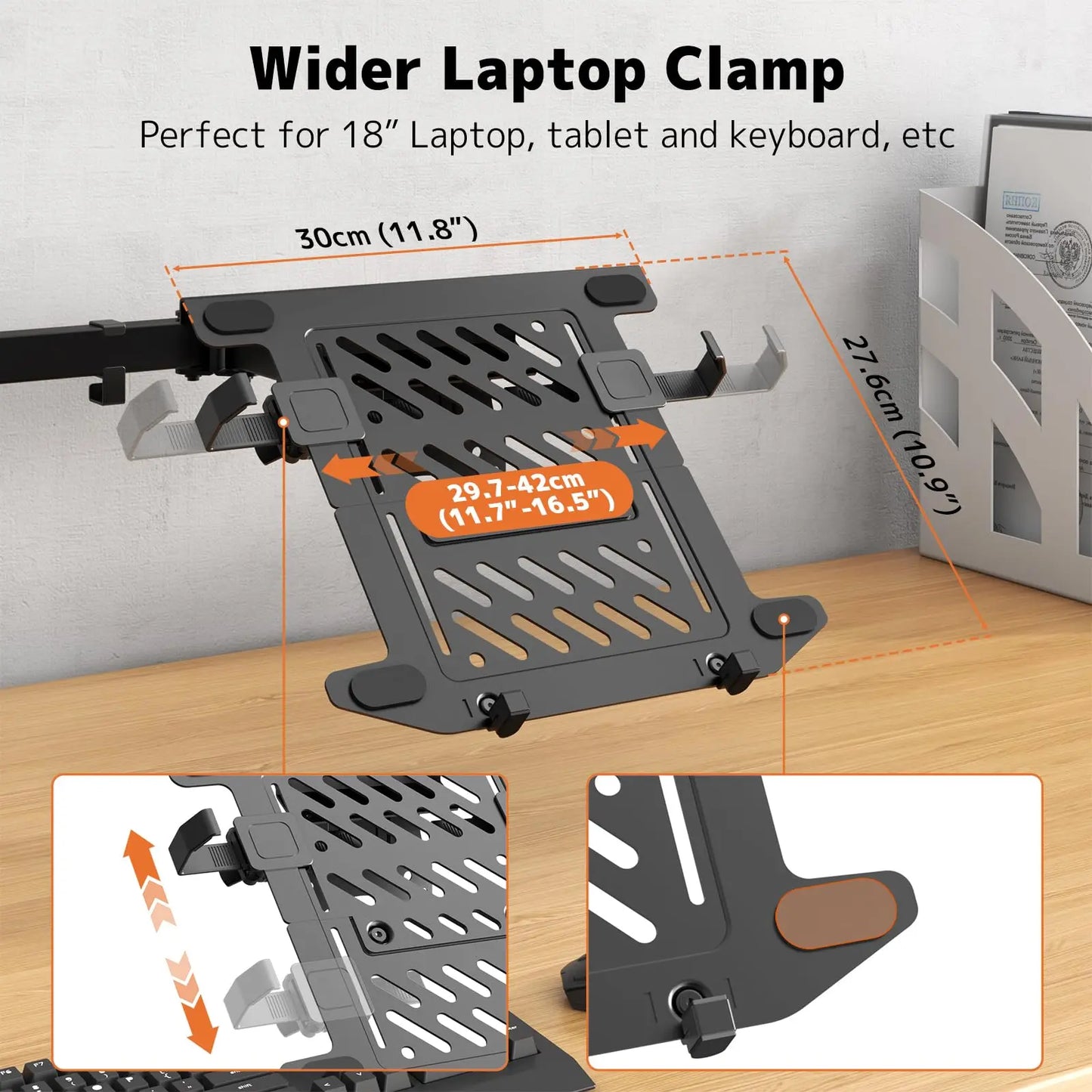 PUTORSEN Monitor and Laptop Mount Stand for Max 49” Screen and 18” Notebook, Fully Adjustable Monitor Arm with Vented Tray, Holds up to 44lbs PUTORSEN