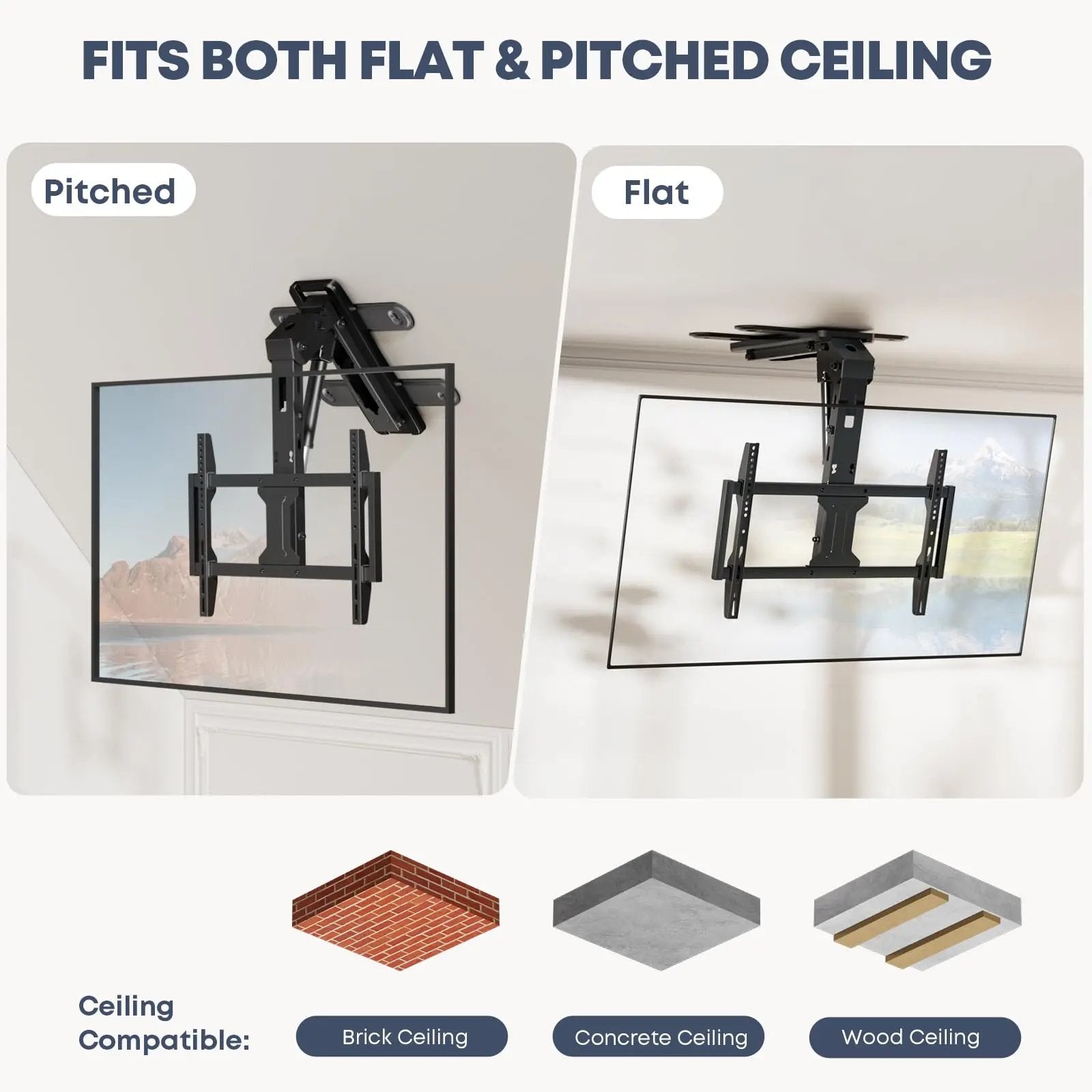 PUTORSEN Motorized Ceiling TV-Mount Flip Down - 37 to 75 Inch Electric TV-Mount Motorized Drop Down with Remote, Max Load 99 lbs, Max VESA 600x400 mm PUTORSEN