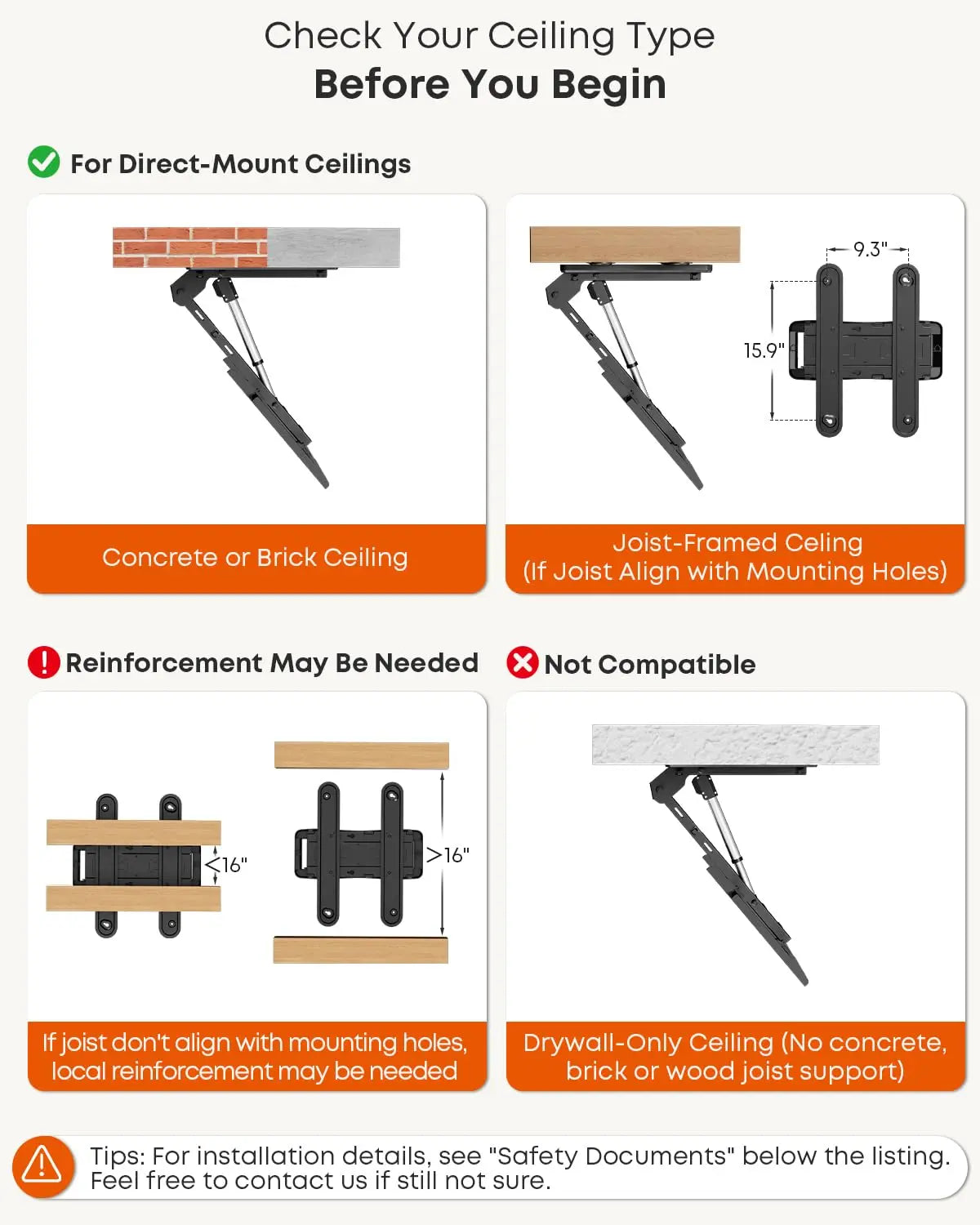 PUTORSEN Motorized Ceiling TV-Mount Flip Down - 43 to 86 Inch Electric TV-Mount Motorized Drop Down with Remote, Max Load 99 lbs PUTORSEN