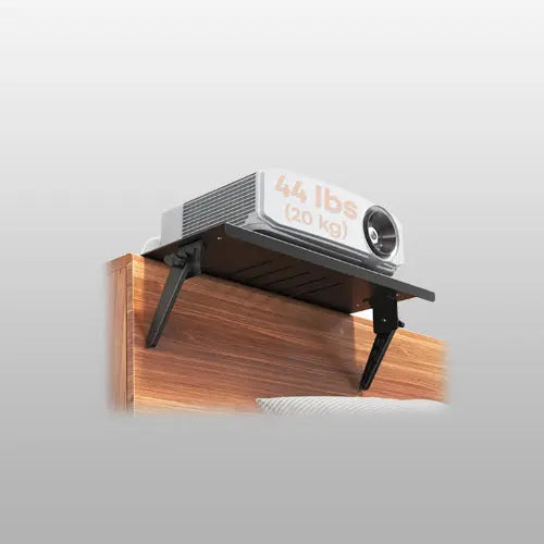 PUTORSEN No-Drill Projector Mount, Adjustable Wall Shelf for Bedroom, Sturdy Metal Shelf, Foldable for Storage, Adjustable Angle, Heat Dissipation Holes, Suitable for Sofa, Bedside, Living Room & Office PUTORSEN
