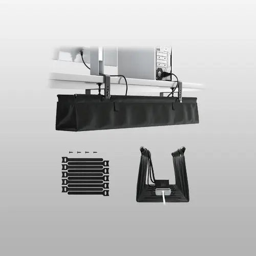 PUTORSEN No Drill Under Desk Cable Management Tray - 36" Clamp/Screw Desk Cord Management, Premium Fabric Cable Racyway for Office & Home PUTORSEN