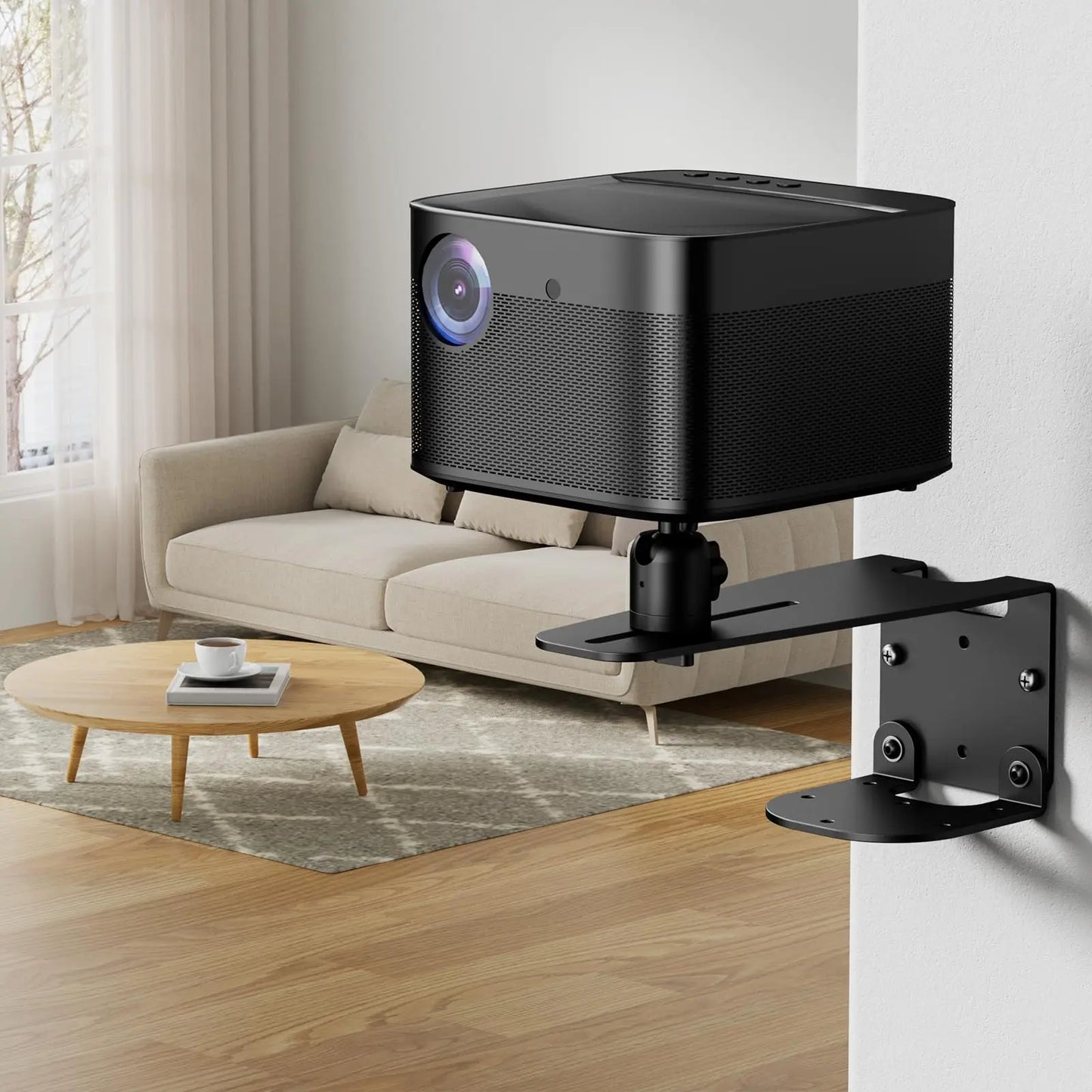 PUTORSEN Projector Wall Mount - Projector Wall & Ceiling Mount with 1/4” Screw, 22 lb Wall & 13.2 lb Ceiling Load Capacity, 360° Rotation & 10cm Adjustment PUTORSEN