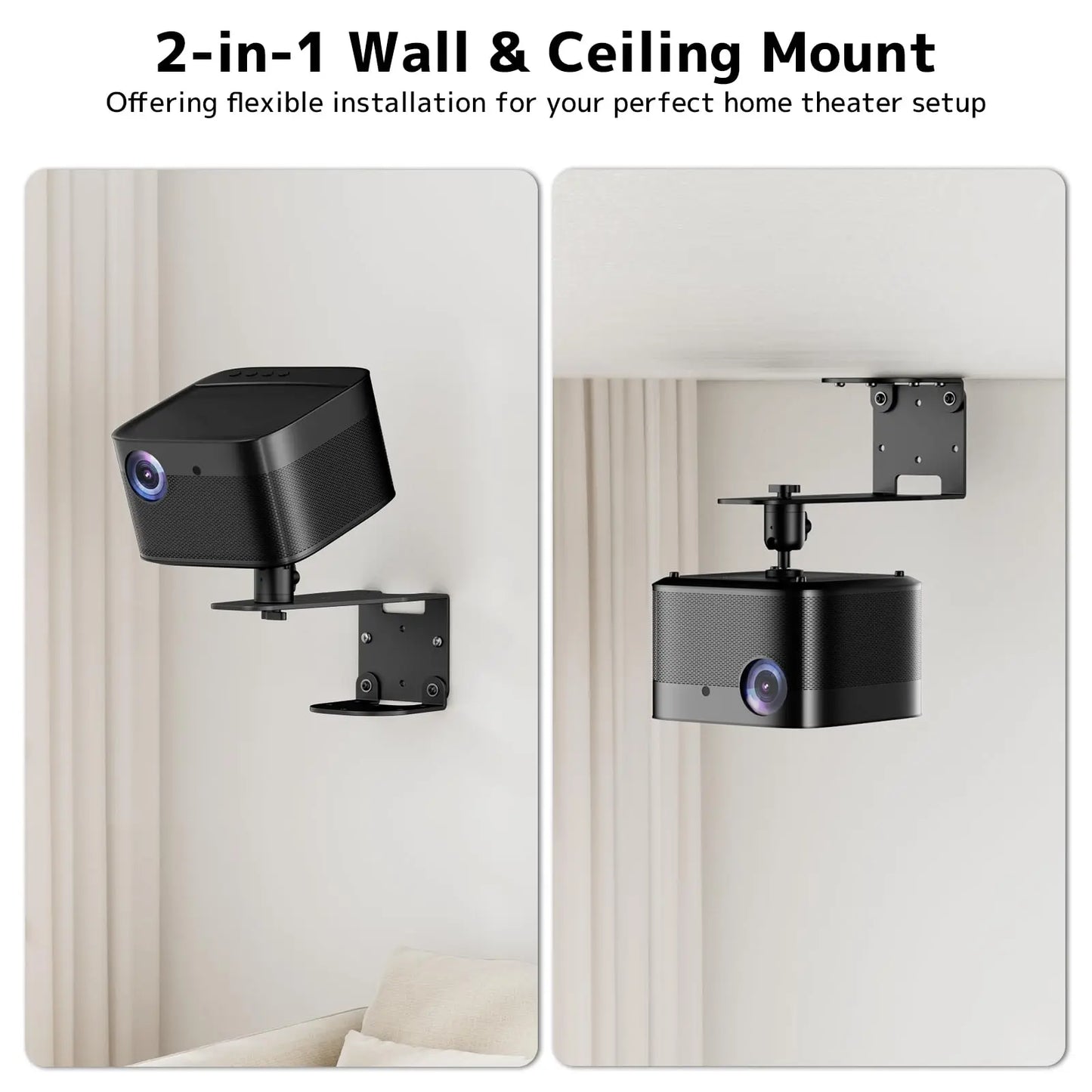 PUTORSEN Projector Wall Mount - Projector Wall & Ceiling Mount with 1/4” Screw, 22 lb Wall & 13.2 lb Ceiling Load Capacity, 360° Rotation & 10cm Adjustment PUTORSEN
