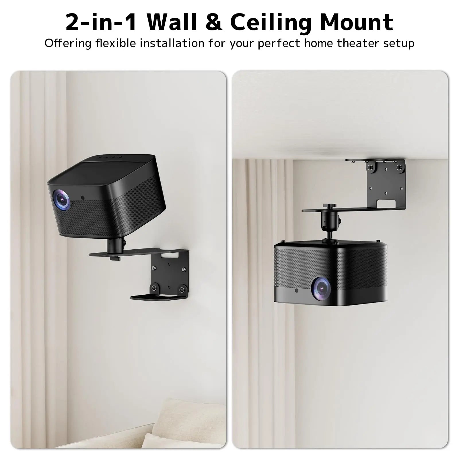 PUTORSEN Projector Wall Mount - Projector Wall & Ceiling Mount with 1/4” Screw, 22 lb Wall & 13.2 lb Ceiling Load Capacity, 360° Rotation & 10cm Adjustment PUTORSEN