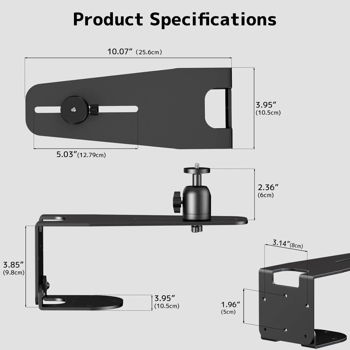 PUTORSEN Projector Wall Mount - Projector Wall & Ceiling Mount with 1/4” Screw, 22 lb Wall & 13.2 lb Ceiling Load Capacity, 360° Rotation & 10cm Adjustment PUTORSEN