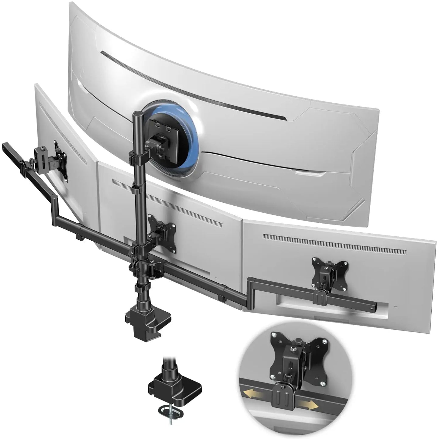 PUTORSEN Quad Monitor Mount for up to 49"+3x32, Space-Saving Sliding Design, Black PUTORSEN