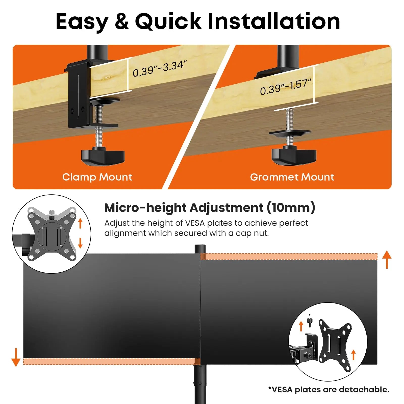 PUTORSEN Quad Monitor Stand, 4 Monitor Desk Mount for 17 to 32 Inch Screens, Heavy Duty Fully Adjustable Desk Arm with 31.7" Height, VESA 75/100 mm PUTORSEN