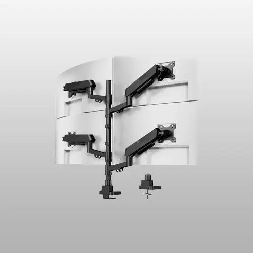 PUTORSEN Quad Monitor Stand, Gas Spring Monitor Mount for 17"–40" Screens, 4-Arm Stacked Monitor Stand with Full Adjustability, 35 lbs Max Load Per Arm, Tilt & Swivel, Black PUTORSEN