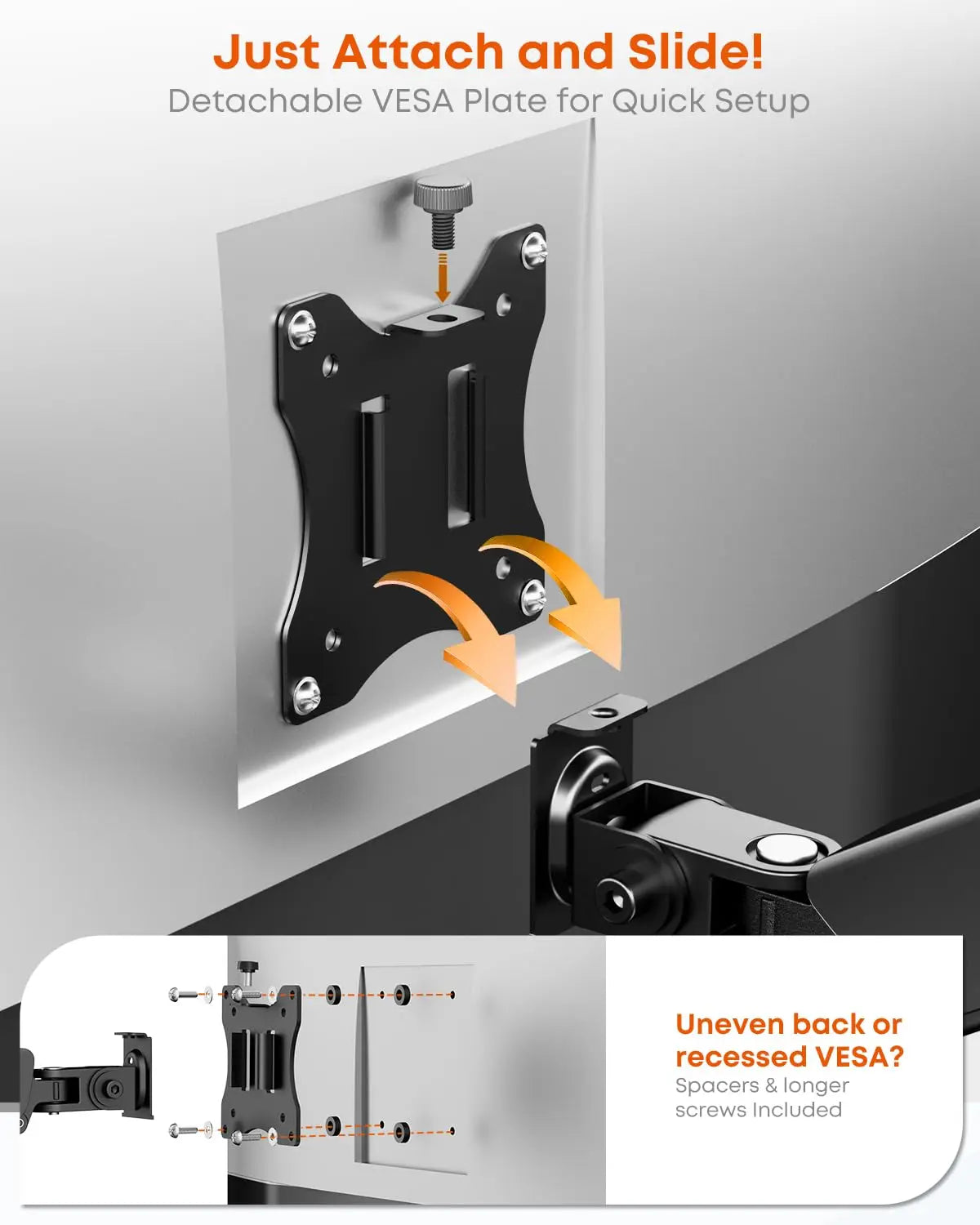 PUTORSEN Single Monitor Wall Mount for 17-32 inch Flat/Curved Screens, VESA 75x75/100x100, Supports up to 19.8lbs, Black PUTORSEN