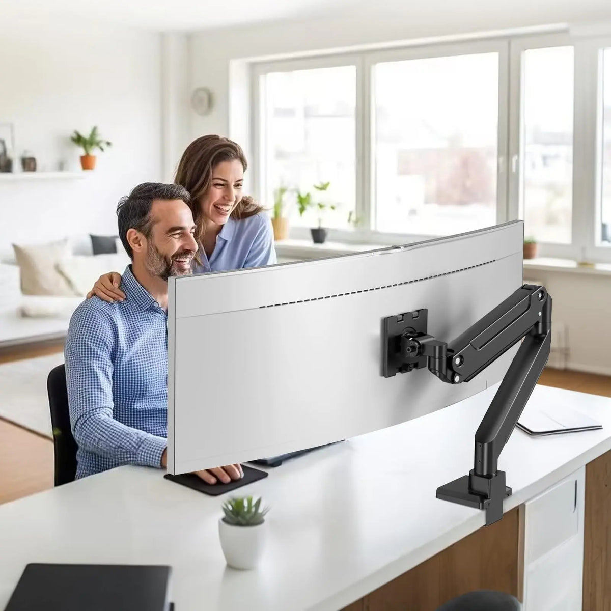 PUTORSEN Soporte para Monitor de 17 a 49 Pulgadas, soporte de aluminio para pantallas planas o curvas, admite hasta 20 kg, compatible con VESA 75 × 75/100 × 100 mm PUTORSEN