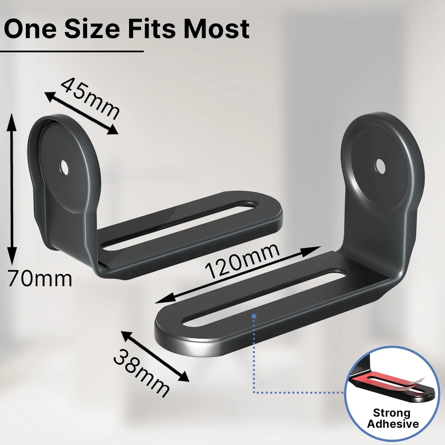 PUTORSEN Soundbar Wall Mount Bracket Universal, Dual Shelf With Anti-Skid Pad & Adhesive, Mounting Bracket Under TV for Soundbars With or Without Holes, Up to 33lbs, Black PUTORSEN