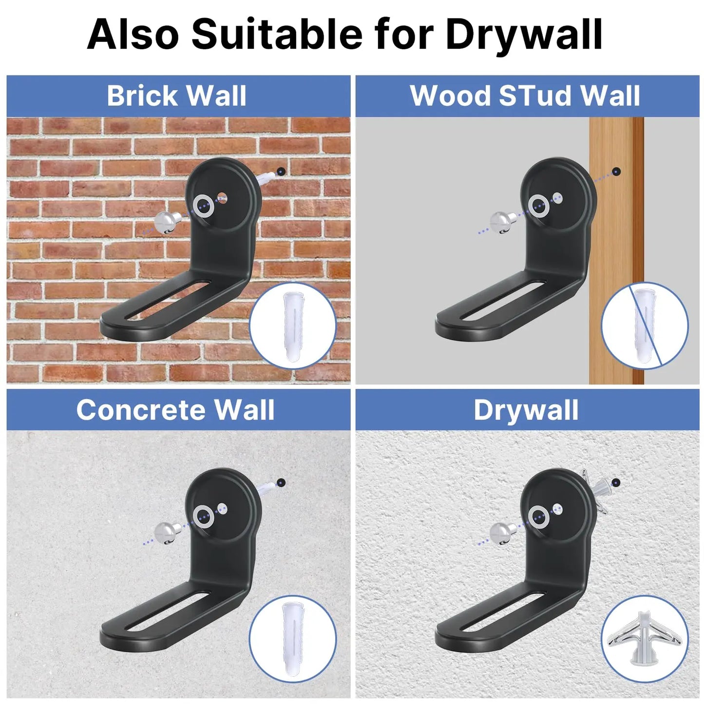 PUTORSEN Soundbar Wall Mount Bracket Universal, Dual Shelf With Anti-Skid Pad & Adhesive, Mounting Bracket Under TV for Soundbars With or Without Holes, Up to 33lbs, Black PUTORSEN