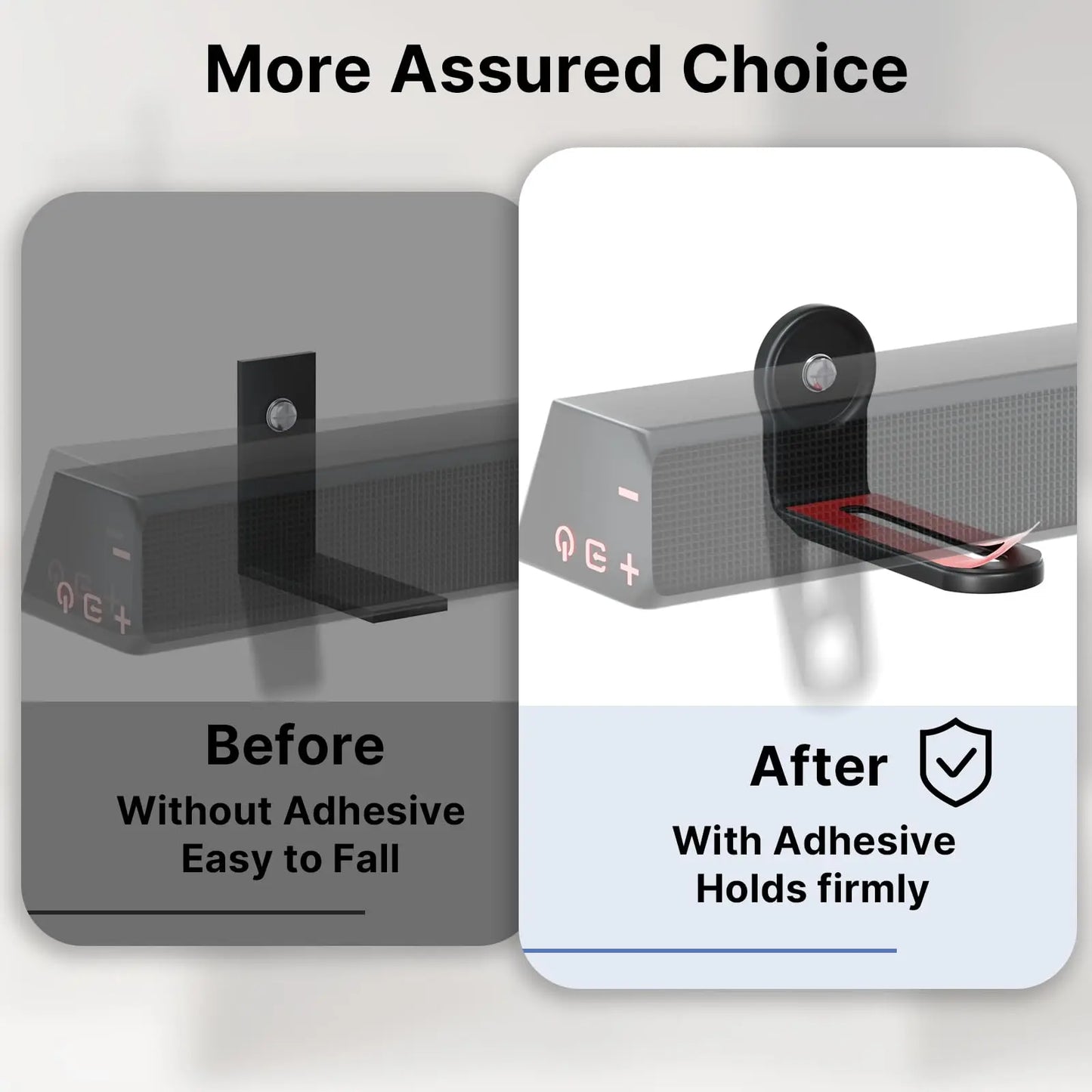 PUTORSEN Soundbar Wall Mount Bracket Universal, Dual Shelf With Anti-Skid Pad & Adhesive, Mounting Bracket Under TV for Soundbars With or Without Holes, Up to 33lbs, Black PUTORSEN