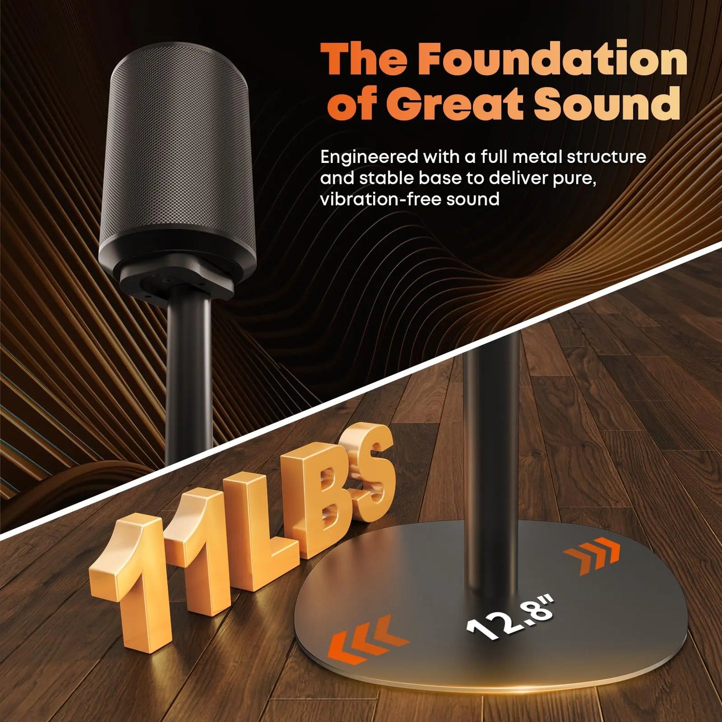 PUTORSEN Speaker Stands for Sonos Era-100 & Era-300 - Height Adjustable Floor Stands 29.1''–39'', Dual-Mount Base for Space-Saving Placement, Concealed Cable Management, 1 Pair PUTORSEN