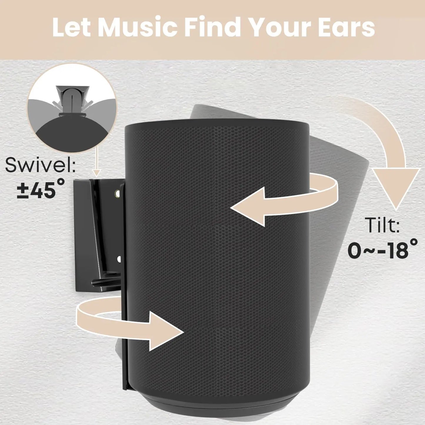 PUTORSEN Speaker Wall Mount for Sonos Era 100,Tilt & Swivel Speaker Shelf Bracket for Better Audio Enjoyment,Cable Management,Hold up to 6.6lbs PUTORSEN