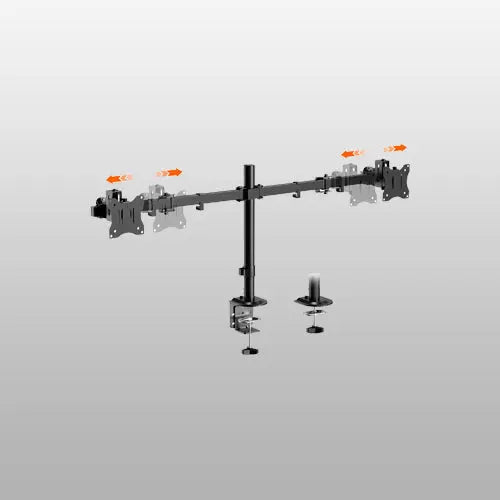 PUTORSEN Support Double Écran 17 à 40 Pouces, poteau 438 mm avec réglage fin supplémentaire de 40 mm, bras coulissant VESA pour 2 moniteurs PUTORSEN