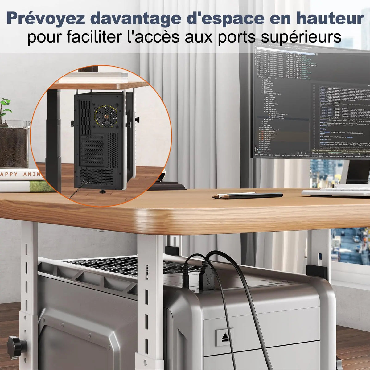 PUTORSEN Support PC sous Bureau, Charge maximale 35 kg, Blanc, réglable en hauteur et largeur, bonne ventilation, montage facile avec notice PUTORSEN