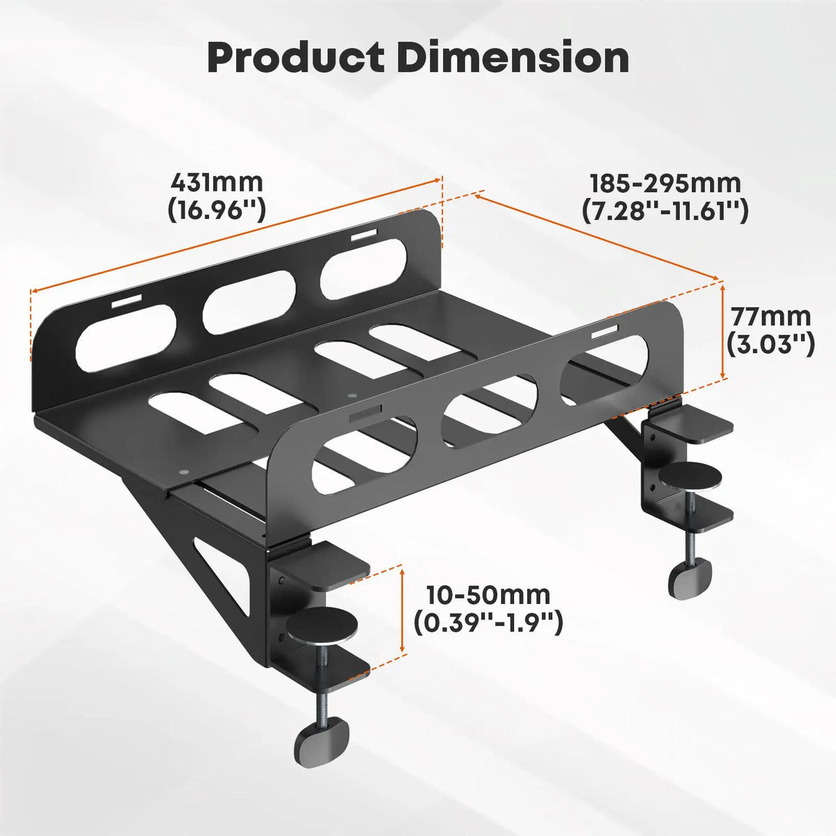 PUTORSEN Support de bureau pour PC robuste, charge maximale 30 kg, extension de bureau à largeur réglable, gain de place, 2 sangles de sécurité et support mural PUTORSEN