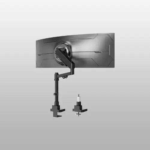 PUTORSEN Supporto ergonomico per monitor 17–45", nero, regolazione altezza fino a 63,3 cm, carico max 16kg (piatto)/12kg (curvo), completamente articolato PUTORSEN