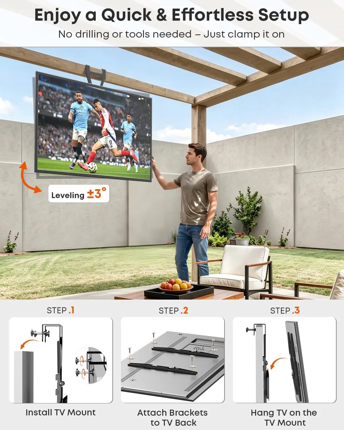 PUTORSEN TV Hanger Bracket for 42-70 Inch TVs - Height Adjustable Steel TV Mount, Max VESA 400x400mm, Holds up to 110 lbs PUTORSEN