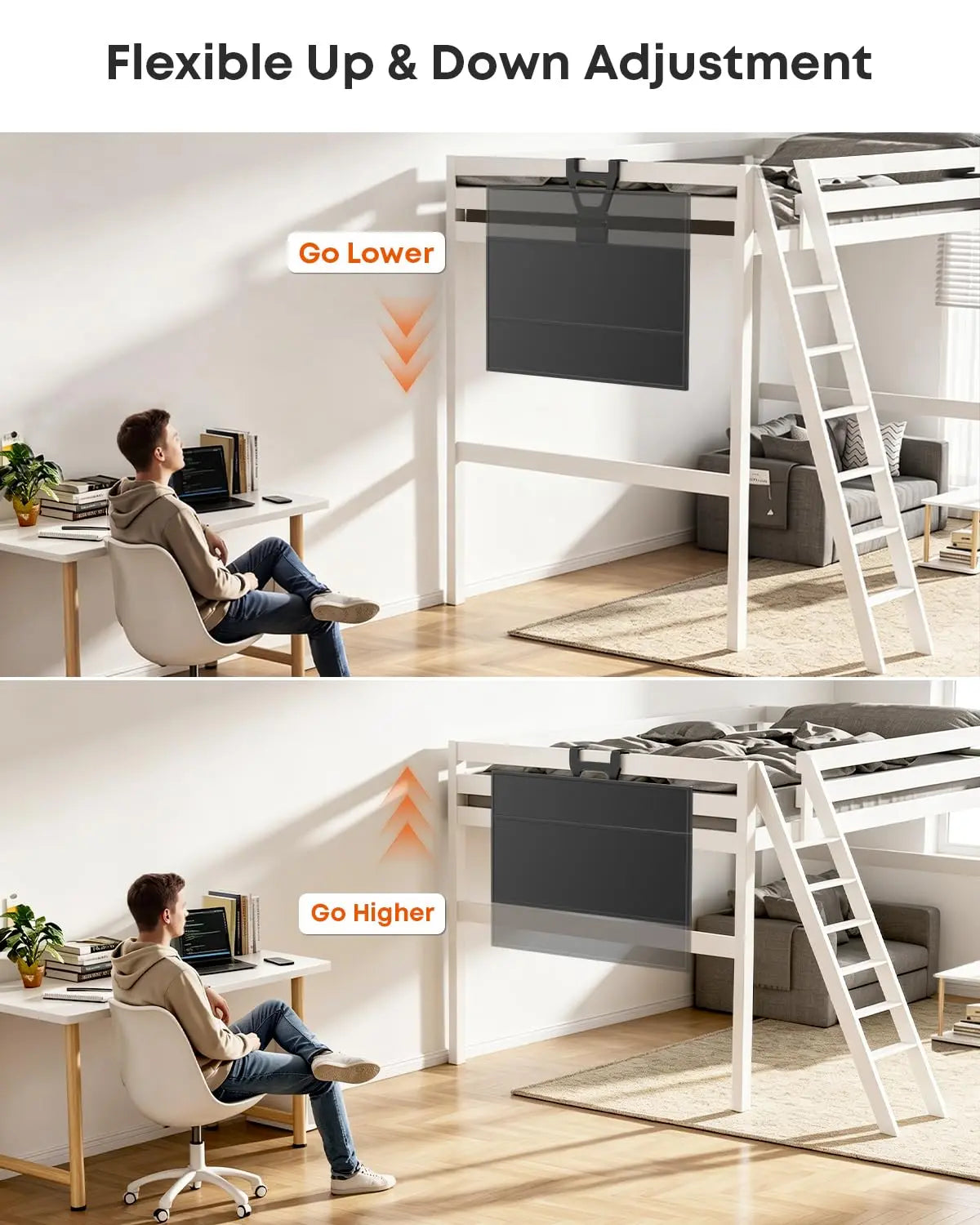 PUTORSEN TV Hanger Bracket for 42-70 Inch TVs - Height Adjustable Steel TV Mount, Max VESA 400x400mm, Holds up to 110 lbs PUTORSEN