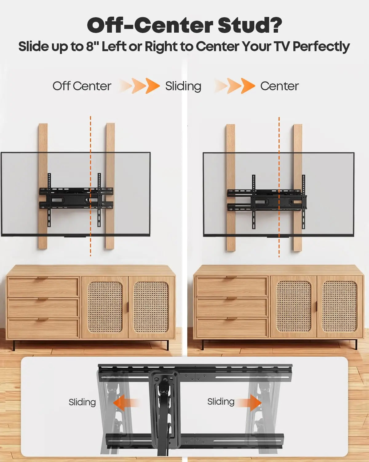 PUTORSEN TV Wall Mount Extension Bracket - Fits 16-24" Wooden Stands, Supports 70kg, Easy Centering, Universal Adapter Plate, Hardware Included PUTORSEN