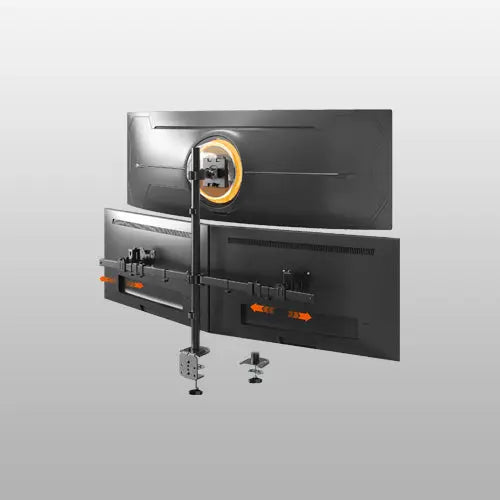 PUTORSEN Triple Monitor Mount for 49" Center Screen and 40" Side Screens, Supports up to 44 lbs, Slide-VESA Design, Low Wall Clearance, Full Motion, Clamp & Grommet Installation, VESA 75/100 mm PUTORSEN