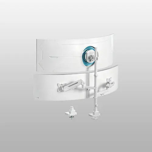 PUTORSEN Triple Monitor Mount for Screens up to 49 Inches, Supports up to 44 lbs, Fully Adjustable Heavy-Duty Gas Spring Arm, VESA 75/100mm, C-Clamp & Grommet Base, White PUTORSEN