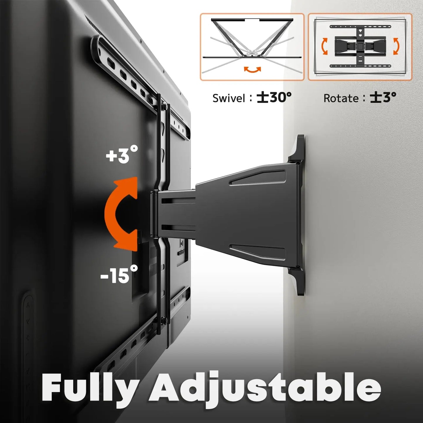 PUTORSEN Ultra-Slim TV Wall Mount for Most 43-90 Inch TVs, 0.77" Thin Low Profile Full Motion Bracket, Max VESA 600x400 mm, Holds up to 110lbs PUTORSEN